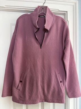 L.L. Bean Quilted Half-Zip Pullover in Mauve